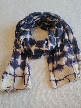Lightweight Purple Tie-Dye Scarf - Cotton Silk